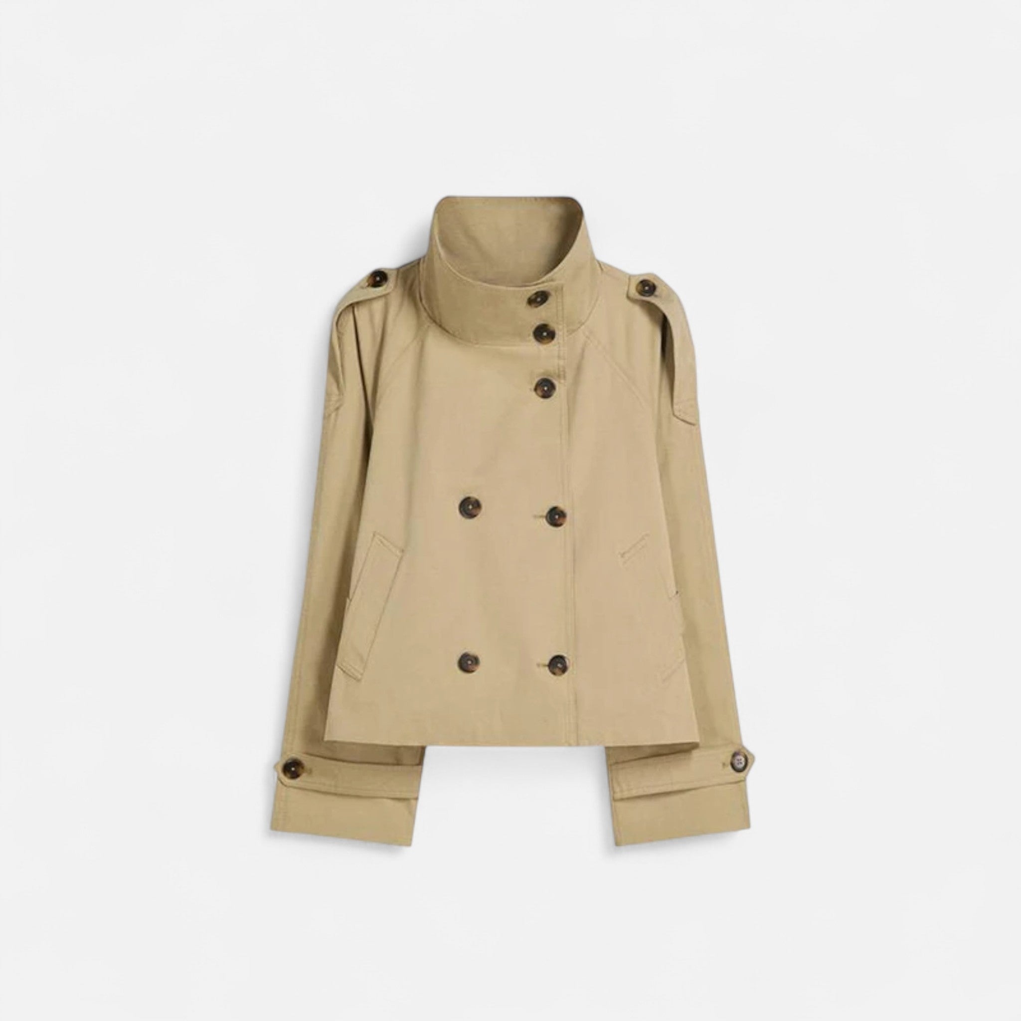 Women's Short Double-Breasted Belted Trench Coat