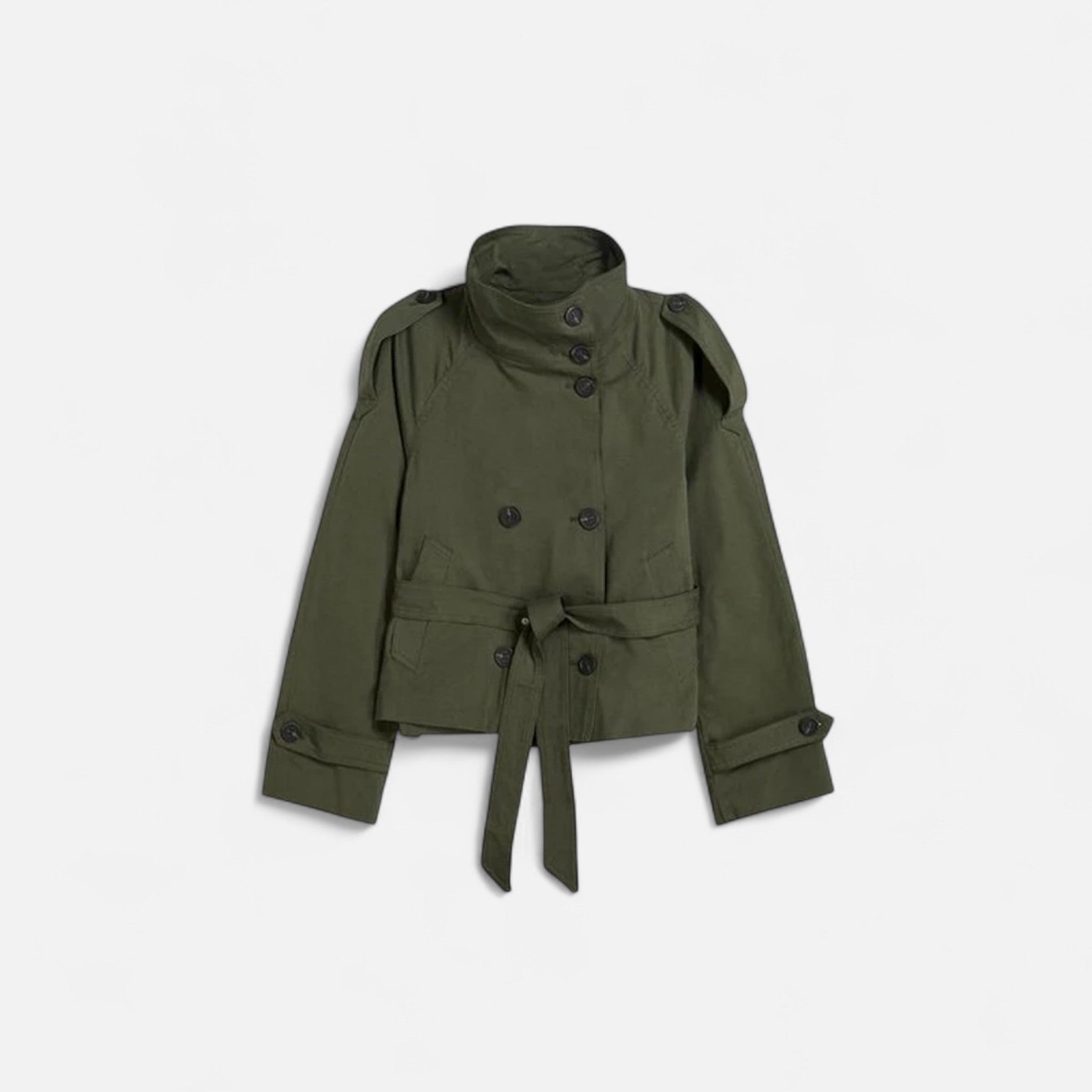 Women's Short Double-Breasted Belted Trench Coat