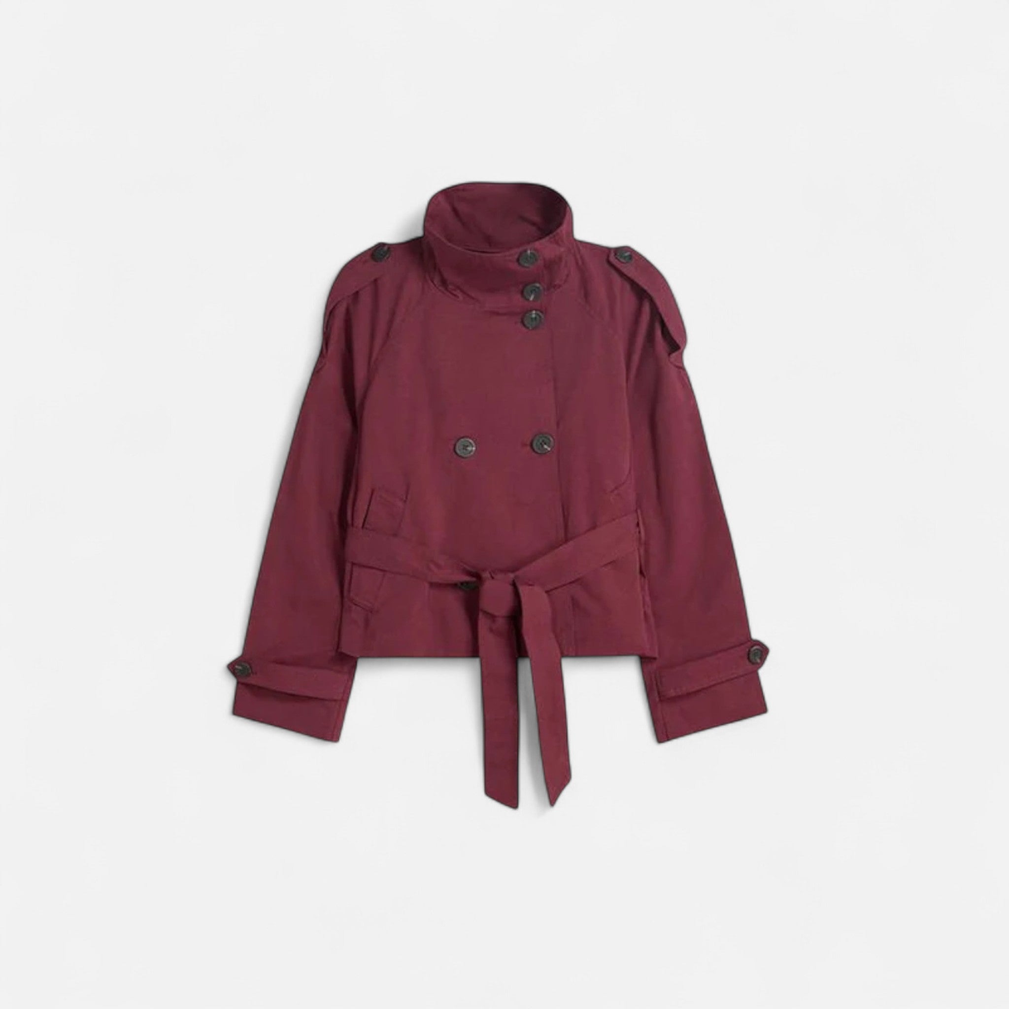 Women's Short Double-Breasted Belted Trench Coat