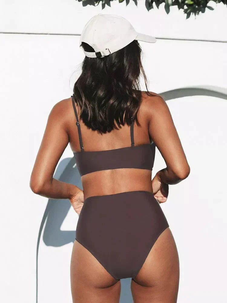 Women's High-Waisted Two-Piece Bikini Set with Classic Fit