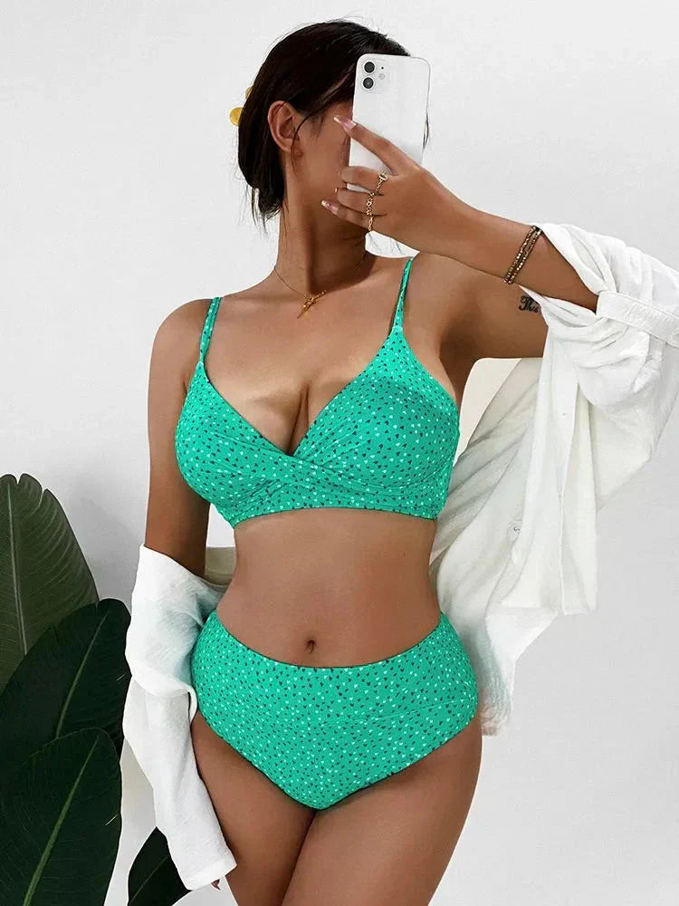 Women's High-Waisted Two-Piece Bikini Set with Classic Fit