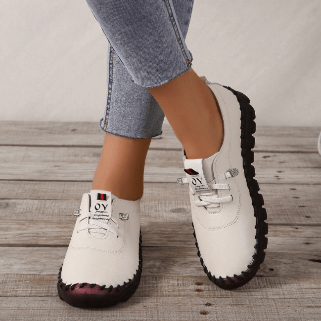 Women's Lace-Up Vegan Leather Shoes with Treaded Sole