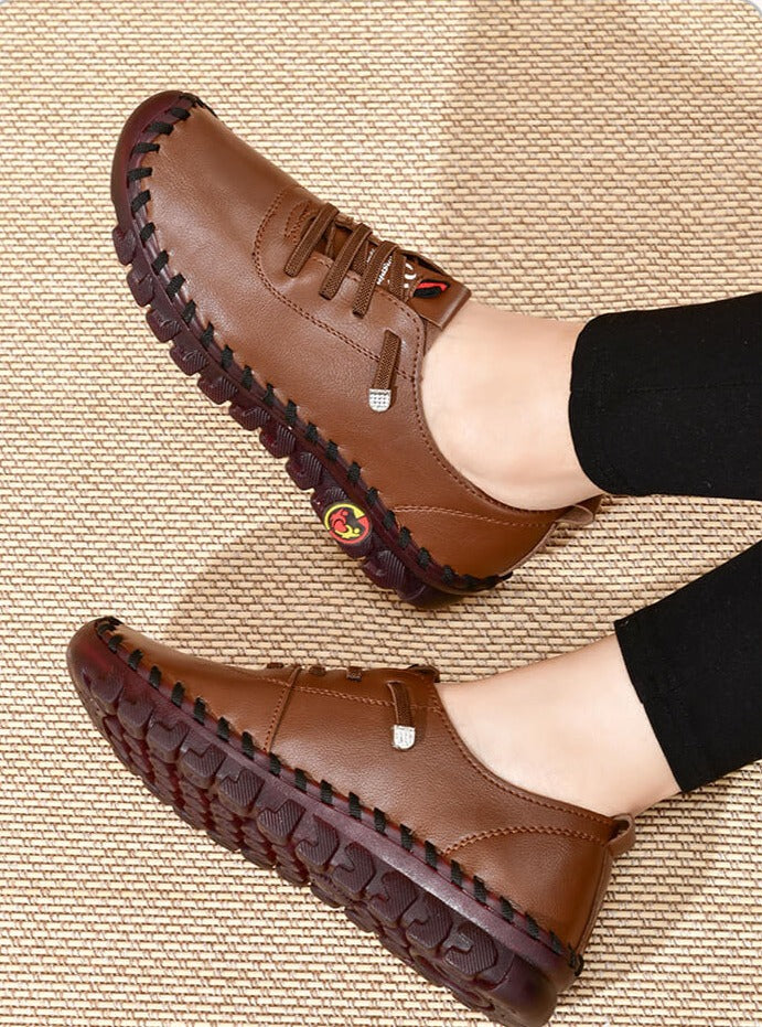 Women's Lace-Up Vegan Leather Shoes with Treaded Sole