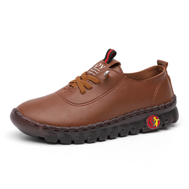 Women's Lace-Up Vegan Leather Shoes with Treaded Sole