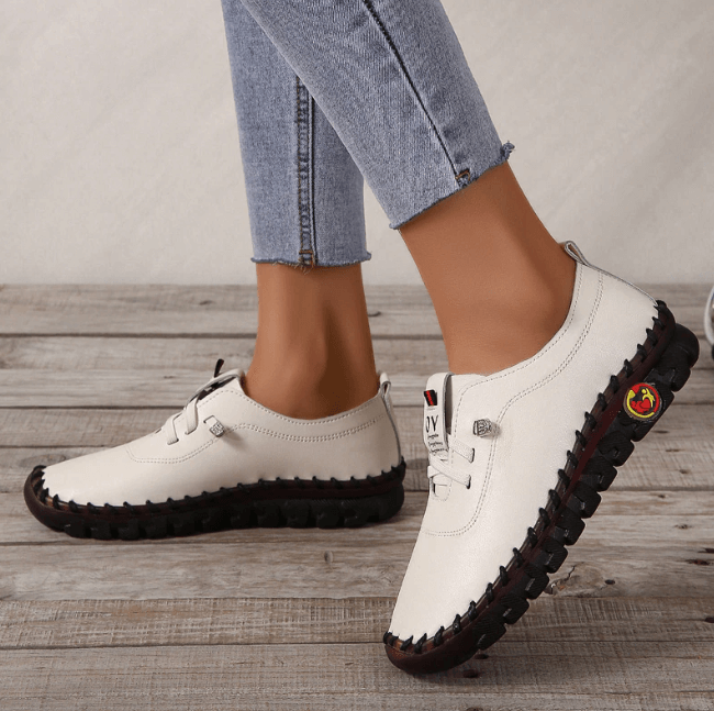 Women's Lace-Up Vegan Leather Shoes with Treaded Sole