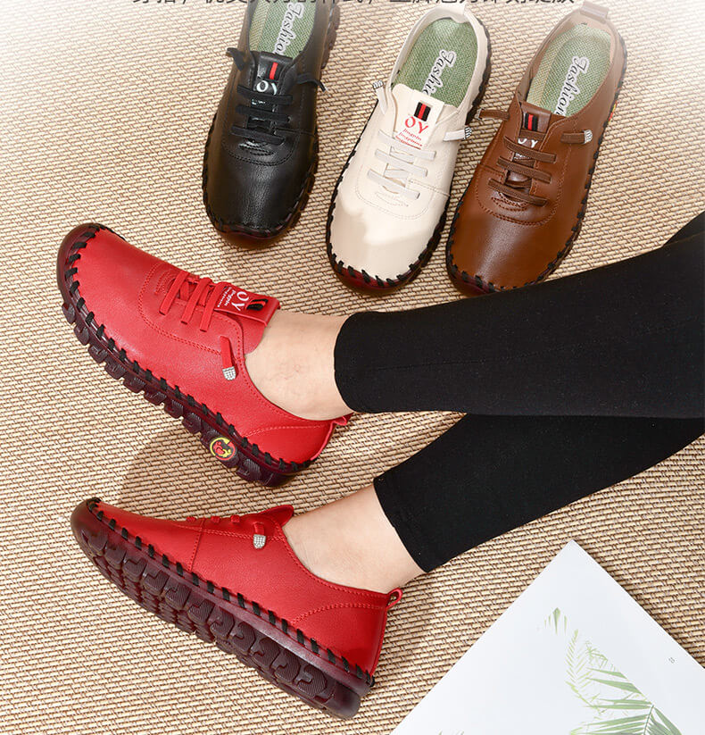Women's Lace-Up Vegan Leather Shoes with Treaded Sole