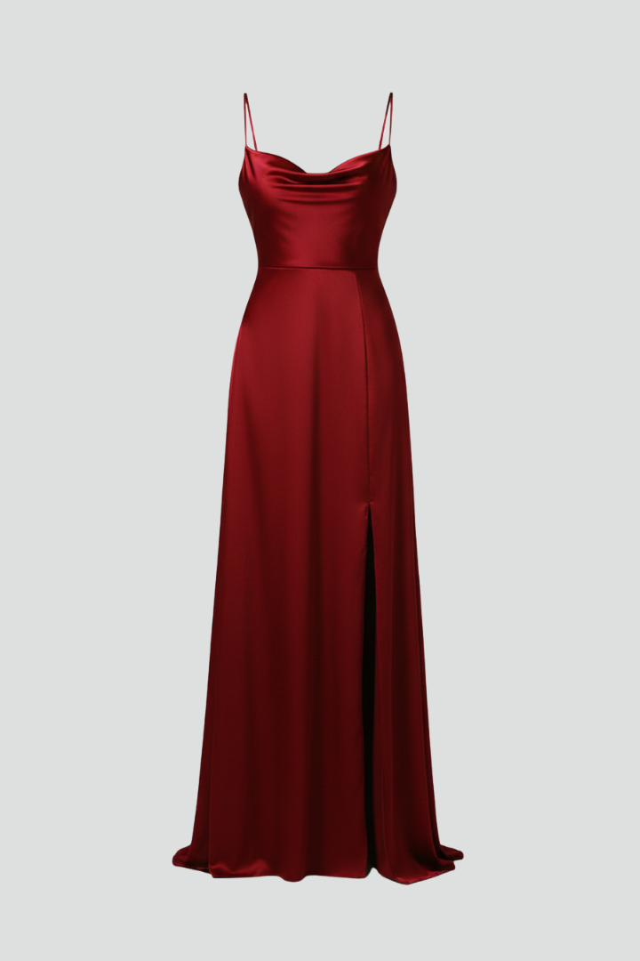 Women's Elegant Sleeveless Autumn Wedding Guest Dress with Side Slit