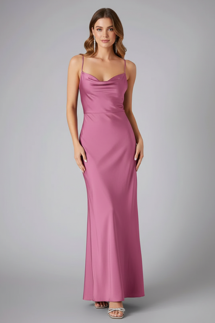 Women's Elegant Sleeveless Autumn Wedding Guest Dress with Side Slit