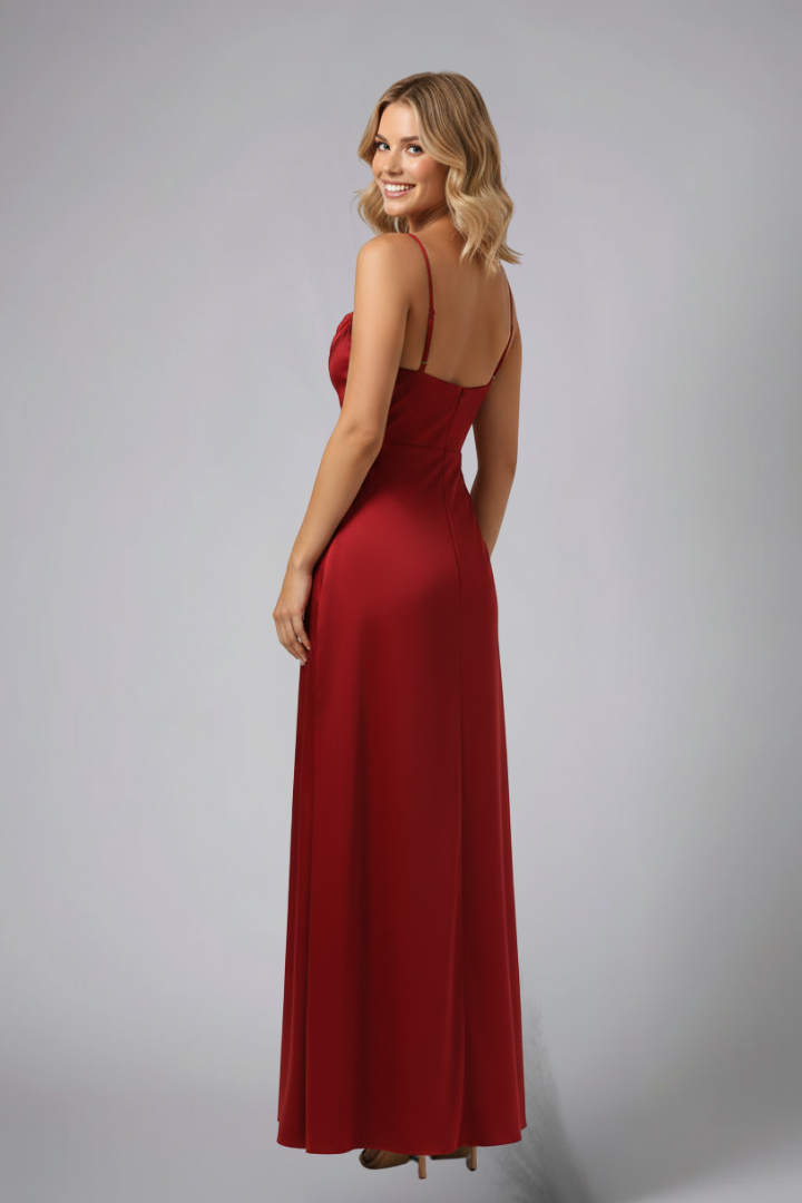Women's Elegant Sleeveless Autumn Wedding Guest Dress with Side Slit