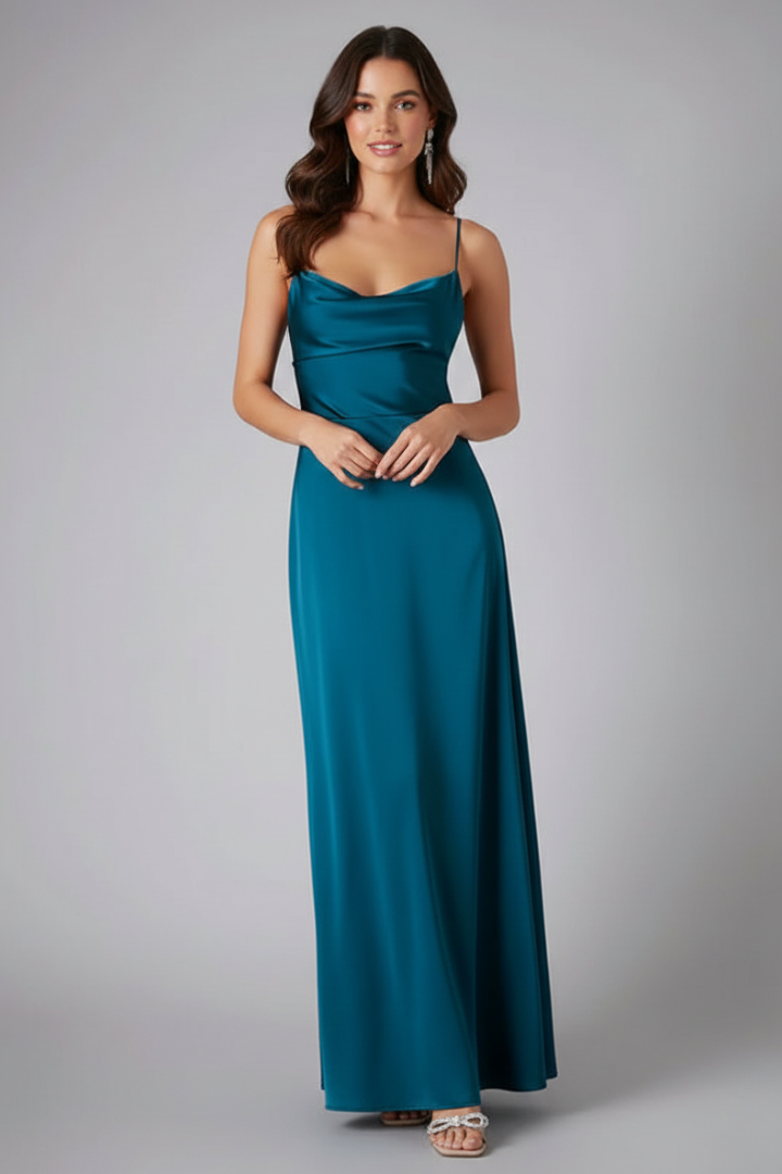 Women's Elegant Sleeveless Autumn Wedding Guest Dress with Side Slit