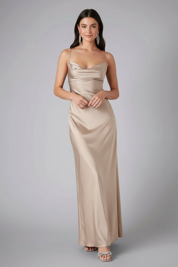 Women's Elegant Sleeveless Autumn Wedding Guest Dress with Side Slit