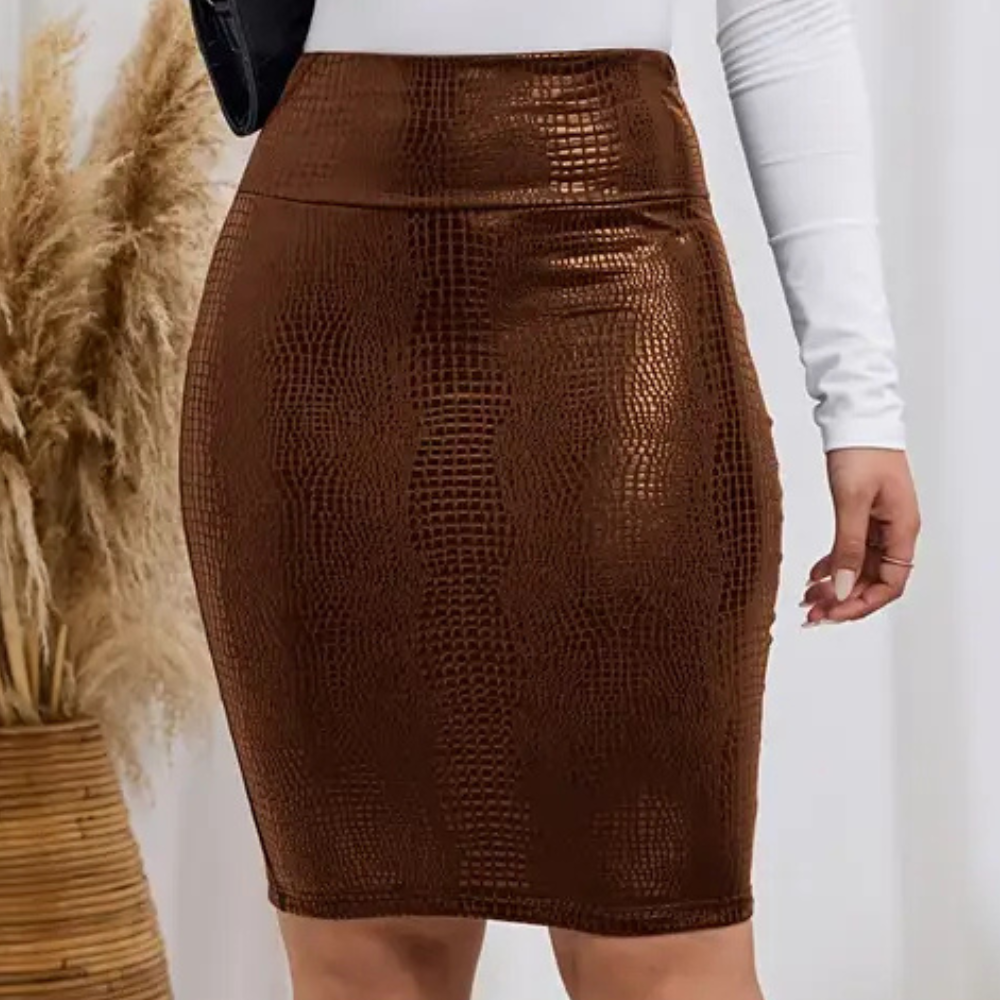 Classic Skirt with Crocodile Pattern – Odette