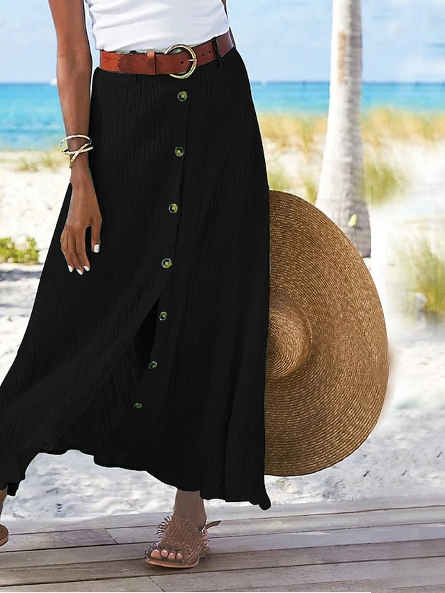 Flowing Linen Maxi Skirt – Odette