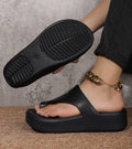Women's Platform Wedge Slide Sandals with Quilted Footbed