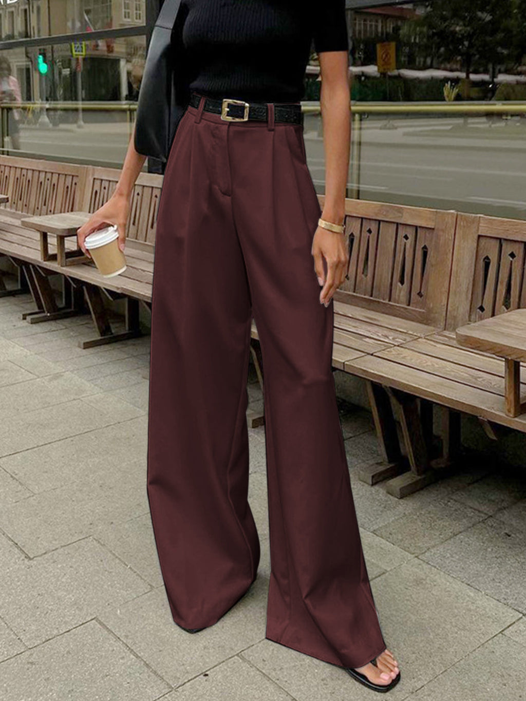 Women's High-Waisted Wide-Leg Palazzo Trousers