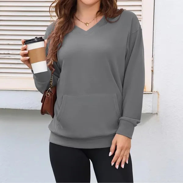Women's Casual Pullover Jumper with Front Pocket