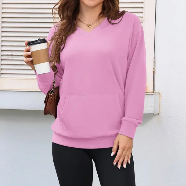 Women's Casual Pullover Jumper with Front Pocket