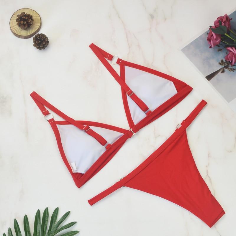 Women's Classic Triangle Bikini Set with Adjustable Straps