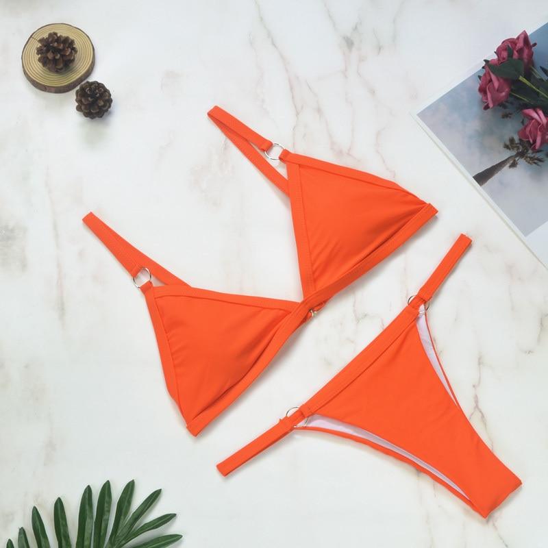 Women's Classic Triangle Bikini Set with Adjustable Straps