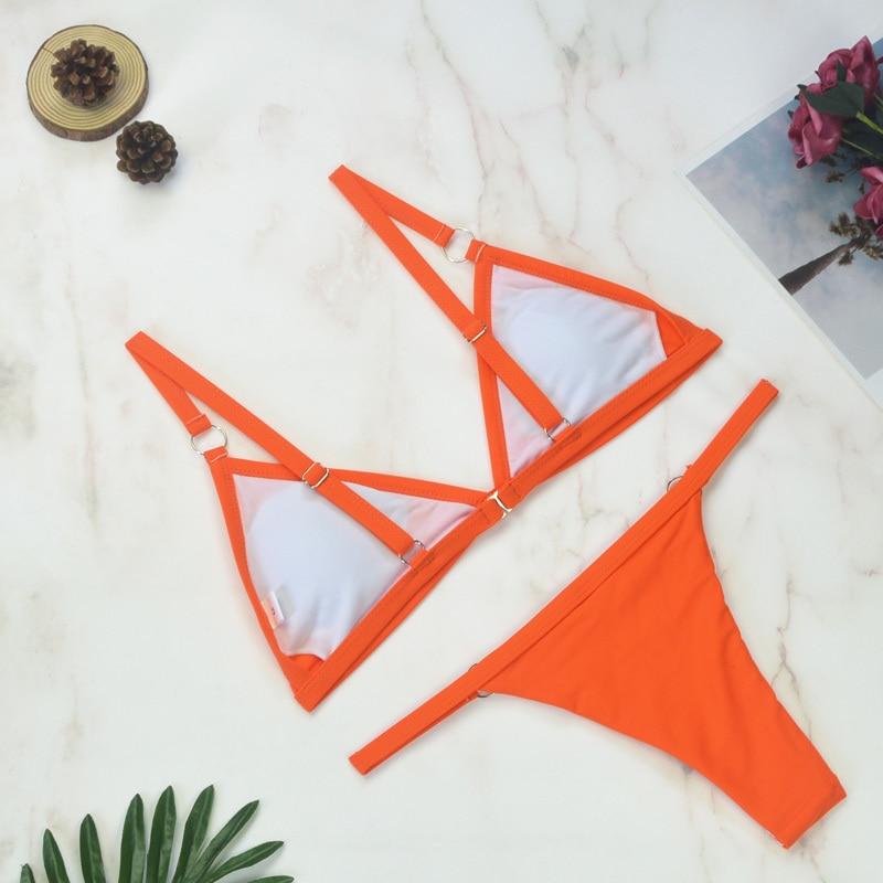 Women's Classic Triangle Bikini Set with Adjustable Straps