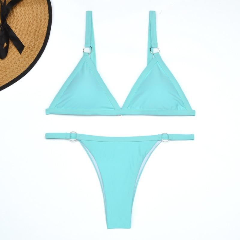 Women's Classic Triangle Bikini Set with Adjustable Straps