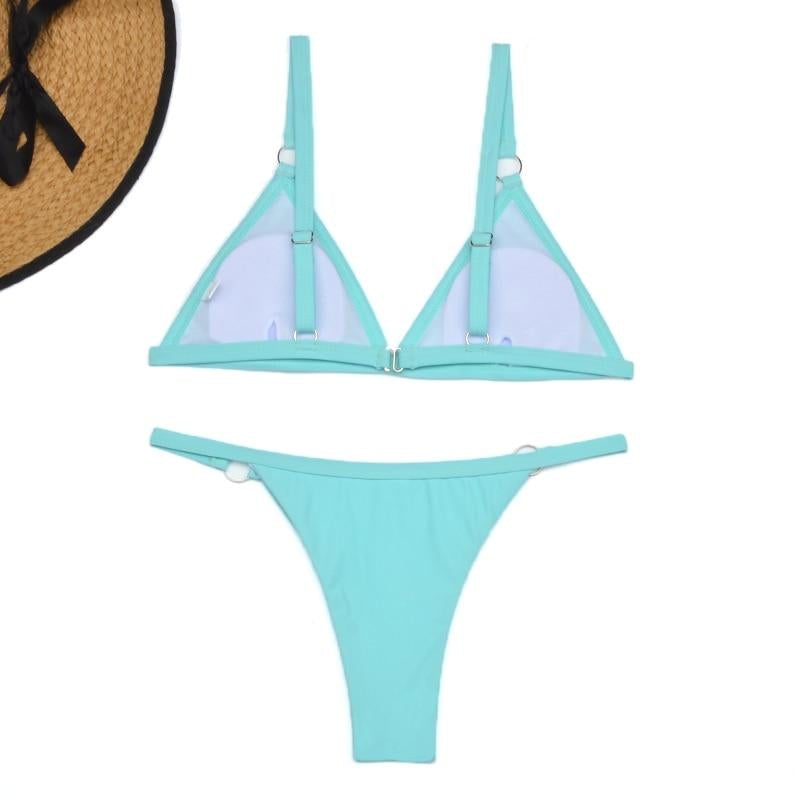 Women's Classic Triangle Bikini Set with Adjustable Straps