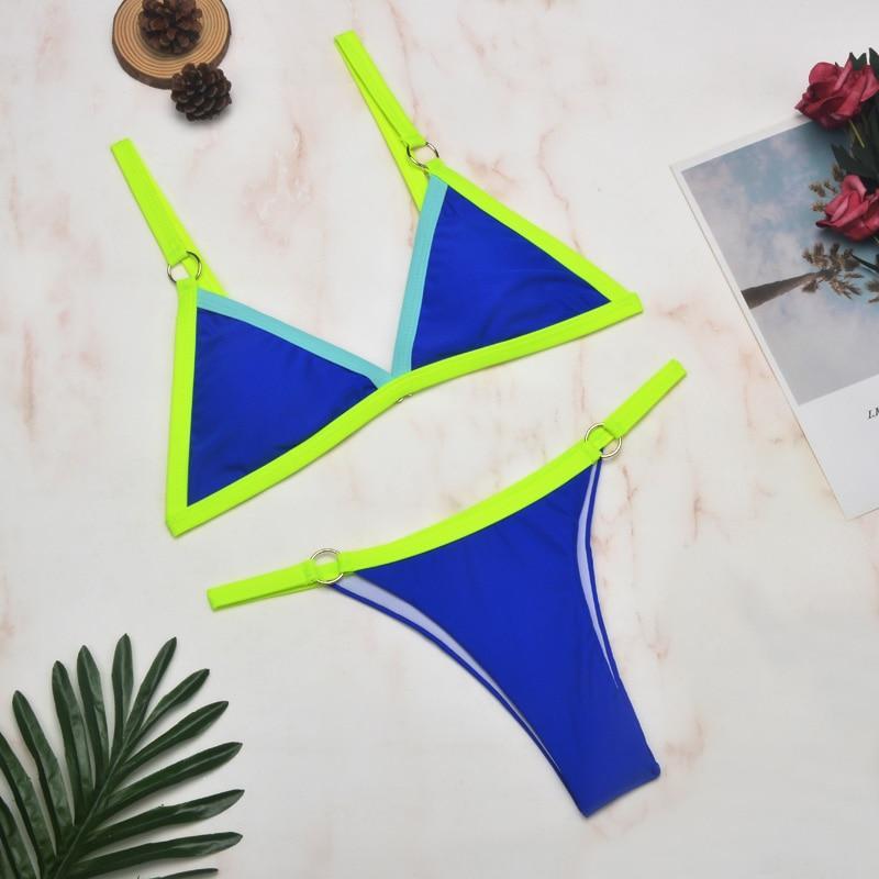Women's Classic Triangle Bikini Set with Adjustable Straps