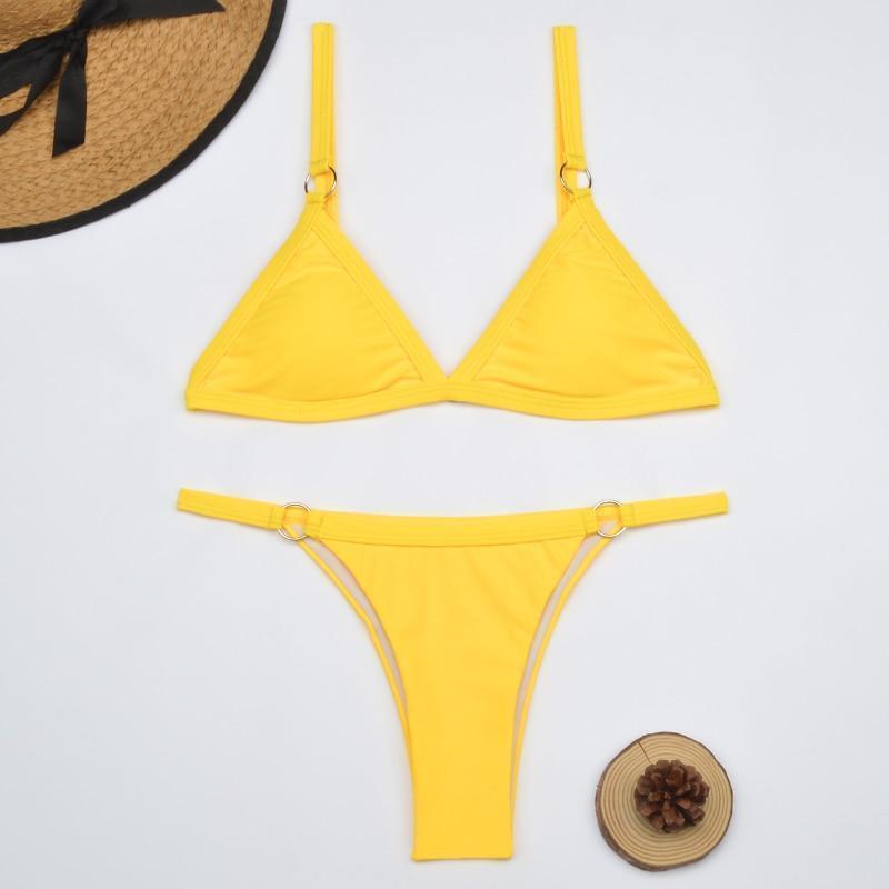 Women's Classic Triangle Bikini Set with Adjustable Straps