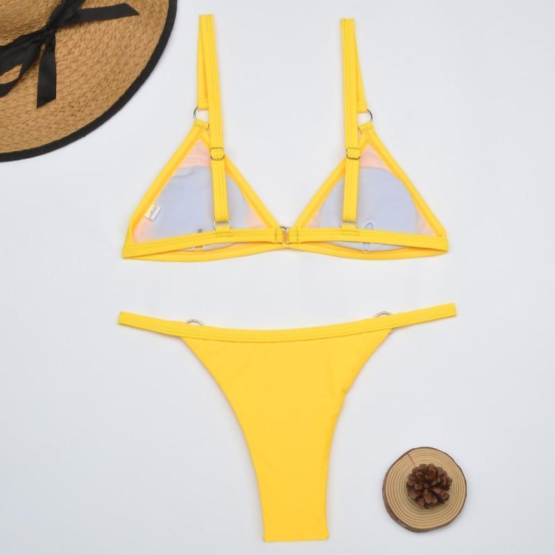 Women's Classic Triangle Bikini Set with Adjustable Straps