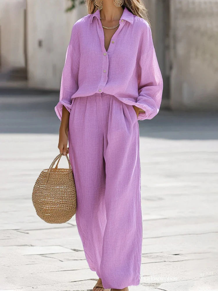 Women's Two-Piece Shirt and Trouser Co-Ord Set