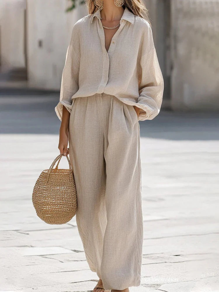Women's Two-Piece Shirt and Trouser Co-Ord Set