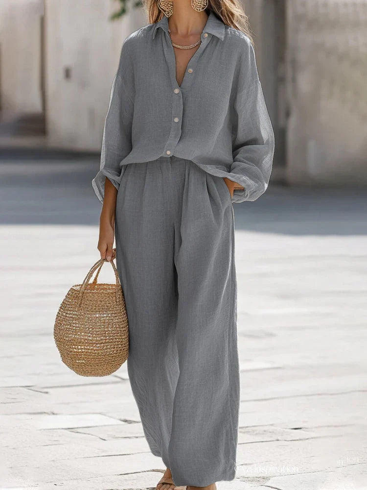 Women's Two-Piece Shirt and Trouser Co-Ord Set