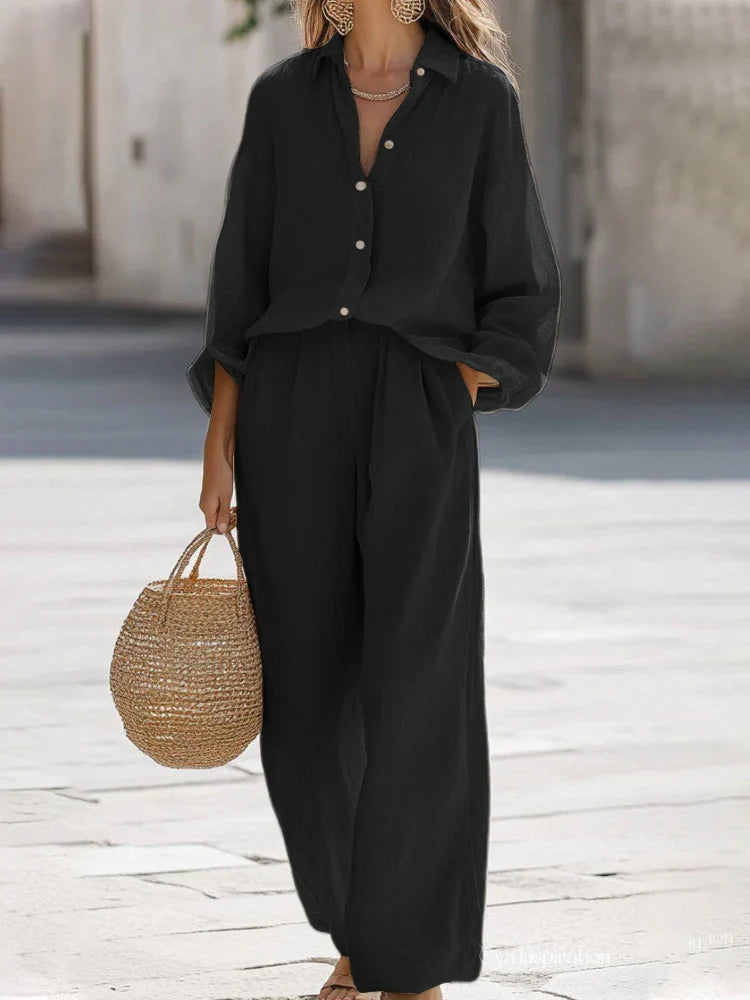 Women's Two-Piece Shirt and Trouser Co-Ord Set