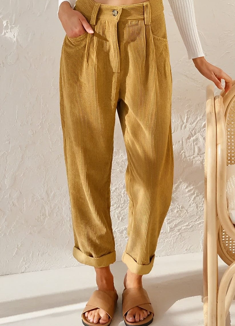 Stylish Women's Corduroy Pants with High Waist – Naima