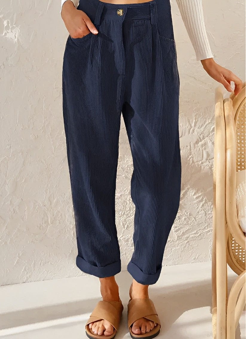 Stylish Women's Corduroy Pants with High Waist – Naima
