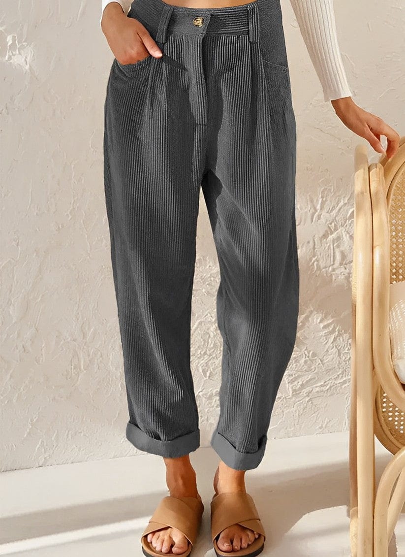 Stylish Women's Corduroy Pants with High Waist – Naima