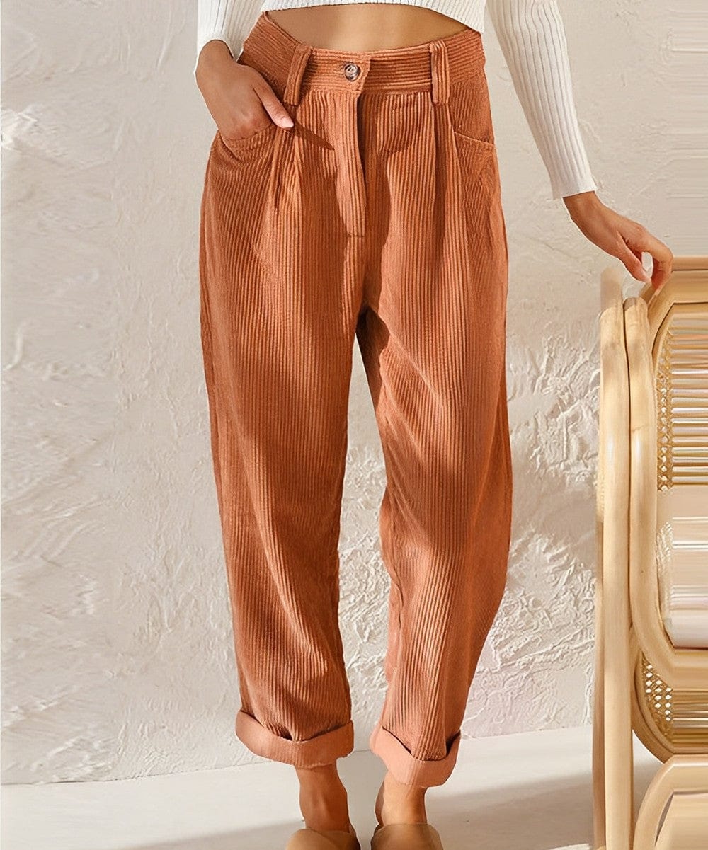 Stylish Women's Corduroy Pants with High Waist – Naima