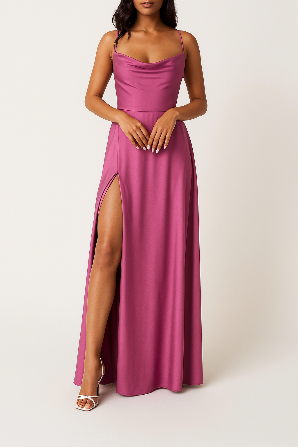 Sleeveless Silk Maxi Dress with High Slit – Serena