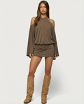 Women's Open Back Party Mini Dress with Gold Chain Detail