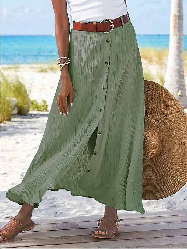 Flowing Linen Maxi Skirt – Odette
