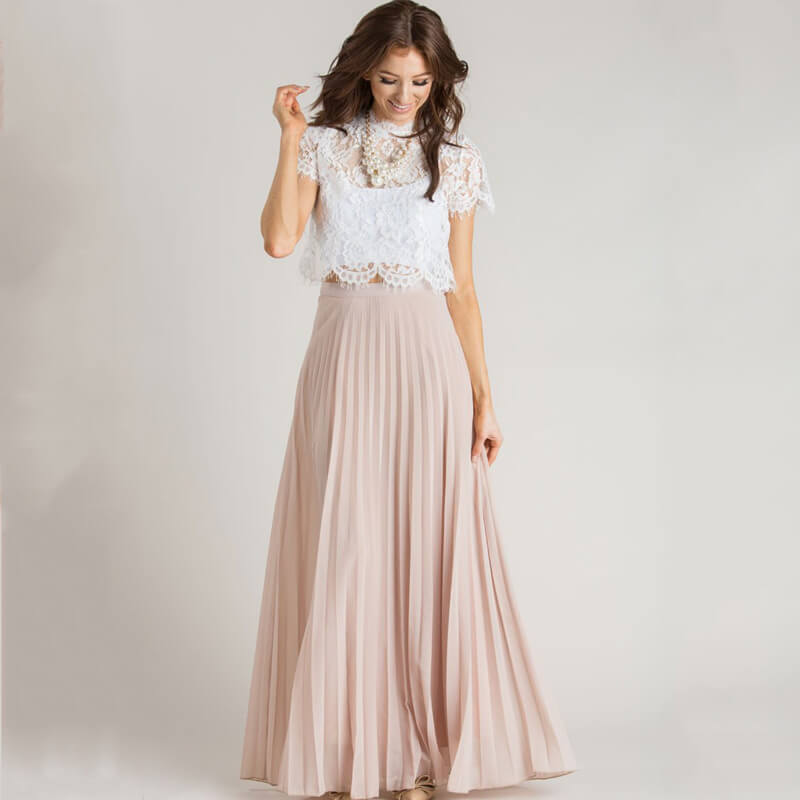 Trendy pleated maxi skirt with high waist – Mirella