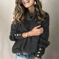 Women's Turtleneck Sweater with Buttons – Yara