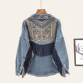 Boho Brooklynn Denim Jacket | A Unique Jacket with Floral Print and Fringes
