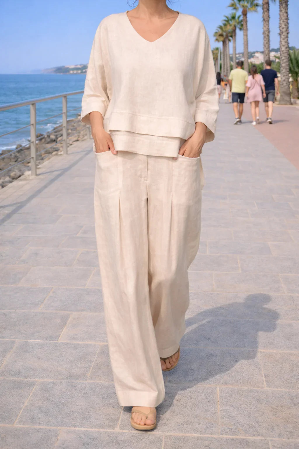 Women's Wide-Leg Trouser and V-Neck Top Co-ord Set