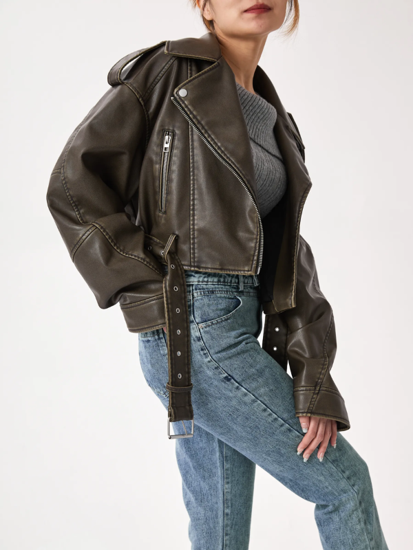 Sophia Cropped Biker Jacket | Vintage & Stylish