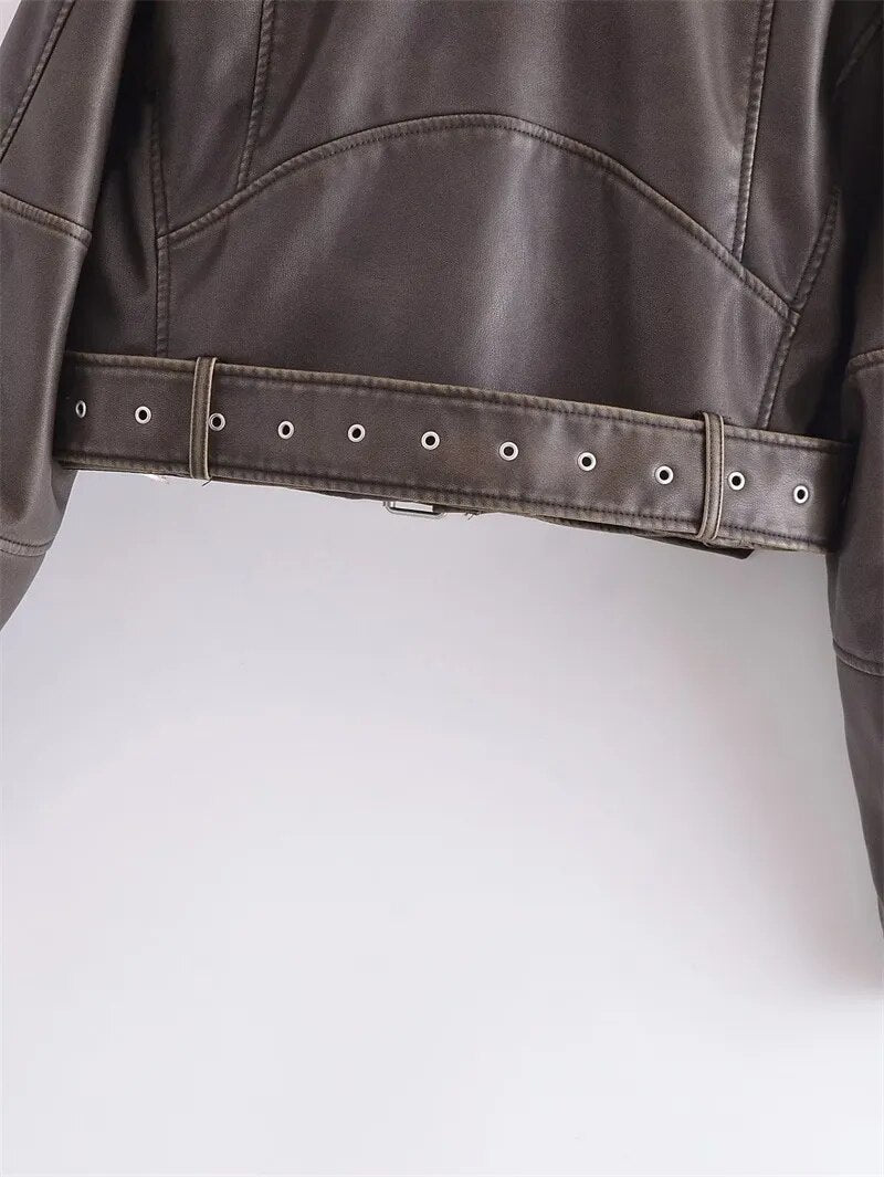 Sophia Cropped Biker Jacket | Vintage & Stylish