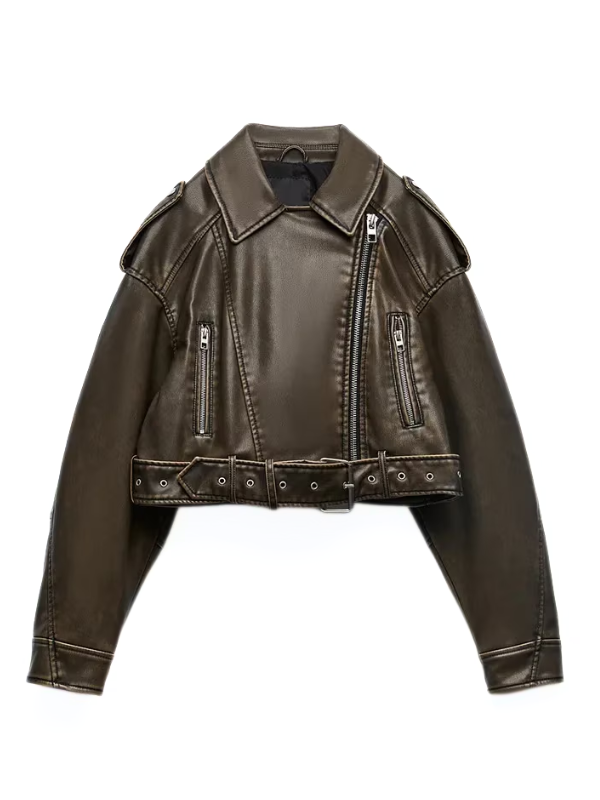 Sophia Cropped Biker Jacket | Vintage & Stylish