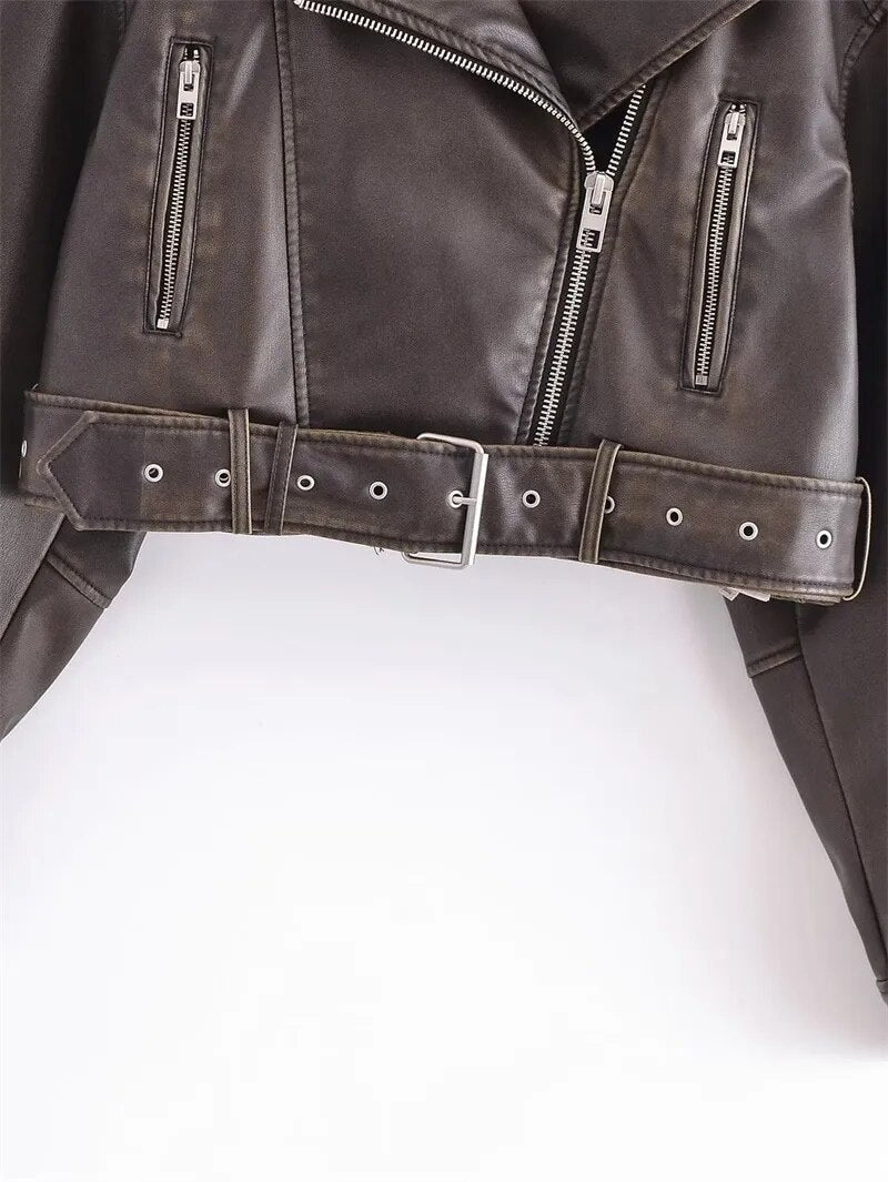 Sophia Cropped Biker Jacket | Vintage & Stylish