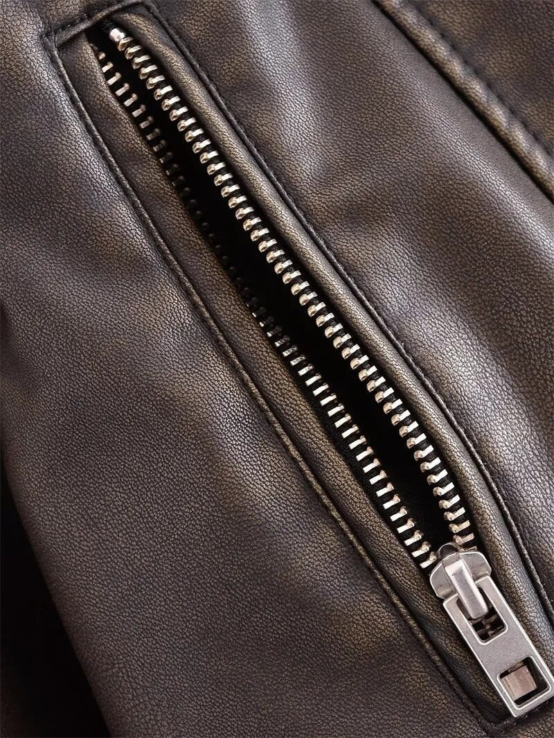 Sophia Cropped Biker Jacket | Vintage & Stylish
