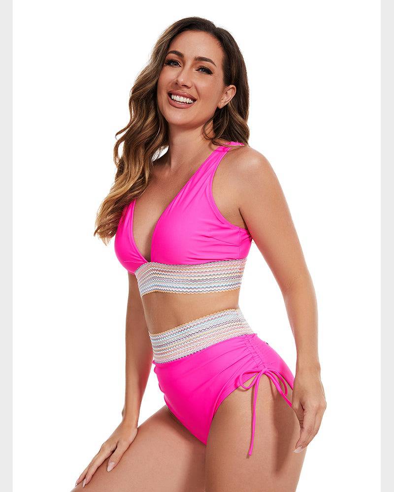 Women's High Waist Tummy Control Bikini with Adjustable Straps